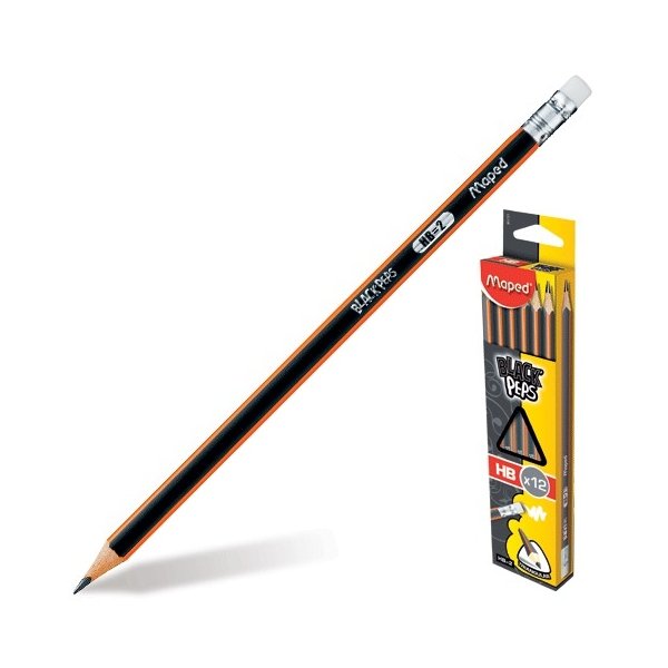 Олівець графітовий BLACK PEPS з гумкою 