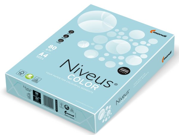 Папір кольоровий Niveus Color MB30 формат А4 80гр/м2, 500л/уп, блакитний 