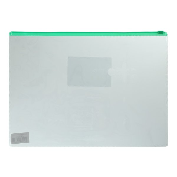 Папка-конверт на блискавці формат А4, зелена блискавка