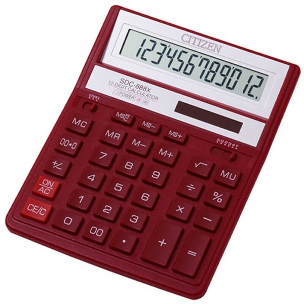 Калькулятор Citizen SDC-888 ХRD, 12 розрядів, червоний 
