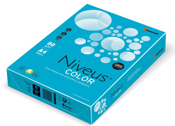 Папір кольоровий Niveus Color AB48 формат А4 80гр/м2, 500л/уп, синій 