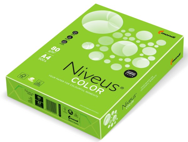 Бумага цветная Niveus Color NEOGN формат А4 80гр/м2, 500л/уп, зеленый