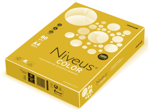 Папір кольоровий Niveus Color CY39 формат А4 80гр/м2, 500л/уп, жовтий 