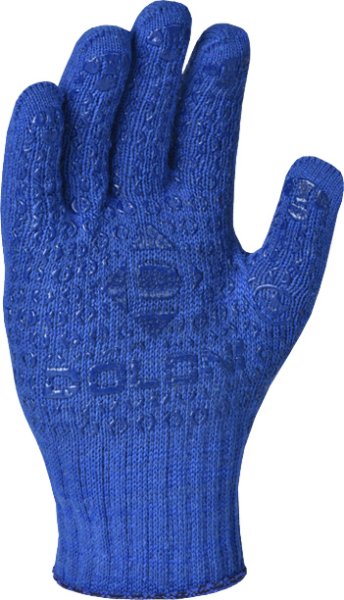 Перчатки трикотажные рабочие 646, синие с точкой, плотность 2 нитки