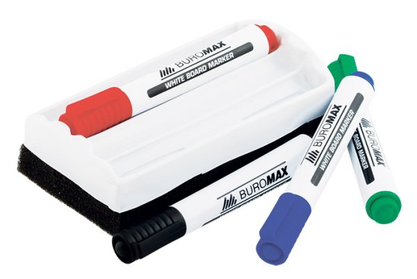 Набір маркерів для сухостираємих дошок з губкою 
