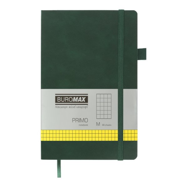 Книга записна PRIMO 125*195мм, 96л, аркуші в клітинку, зелений 