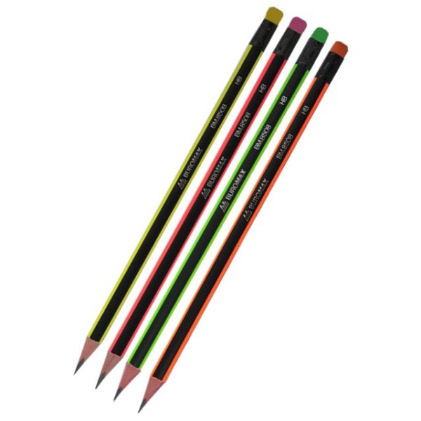 Олівець графітовий з ластиком HB NEON LINE 