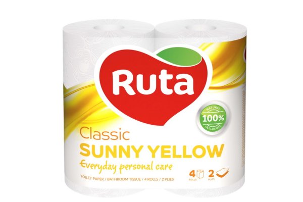 Туалетний папір RUTA Classic, 4шт, жовтий
