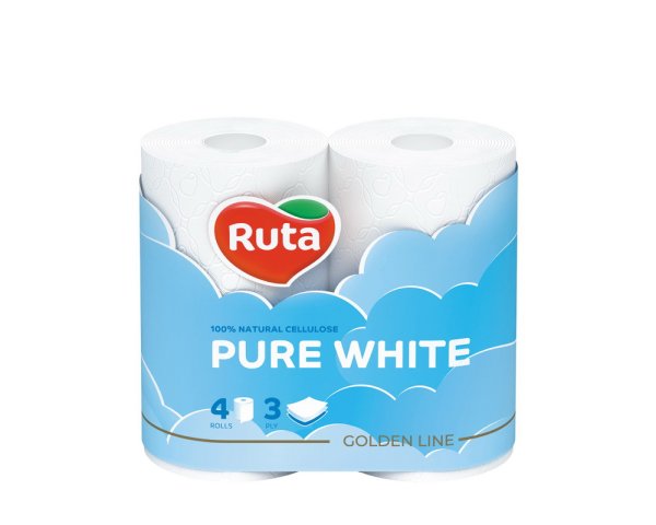 Туалетний папір RUTA Pure White, 4шт, білий