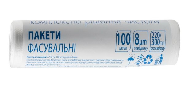 Пакет фасовочный 22х30см, 100шт в рулоне