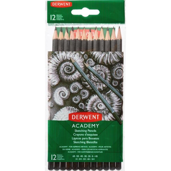 Набір олівців чорнографітних Derwent Academy Sketching 12 штук 5H-6B 