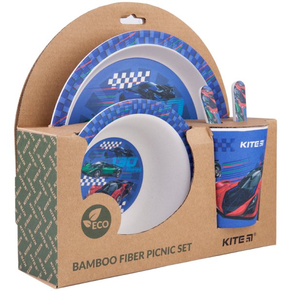 Набір посуду з бамбука Kite Racing, K20-313-2, 5 предметів 