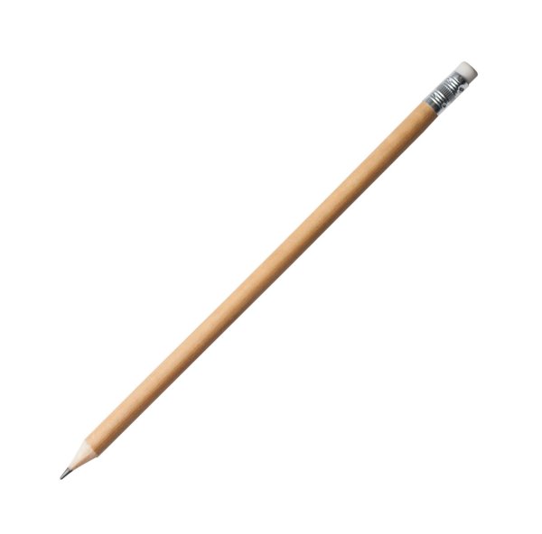 Олівець графітовий з ластиком HB, дерев'яний корпус 