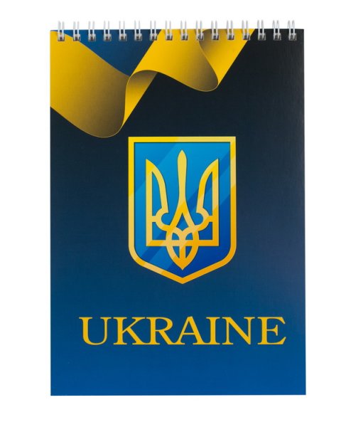 Блокнот на пружині зверху UKRAINE, А5, 48л, клітка синій 