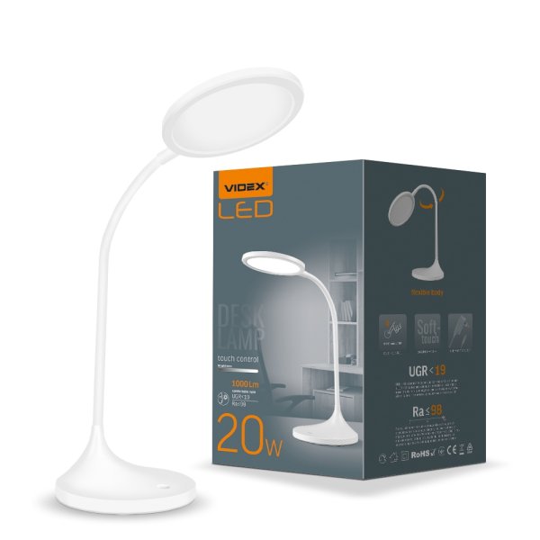 LED лампа настольная VIDEX TF14W 20W 4100K, белый