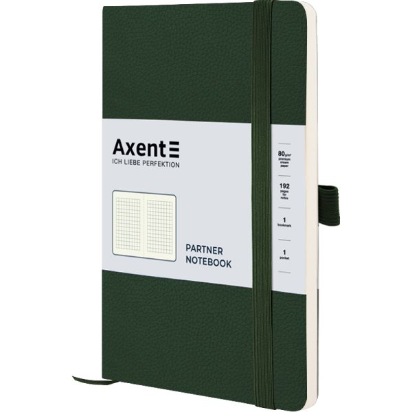 Книга записна Partner Soft Skin А5, клітинка, зелений 