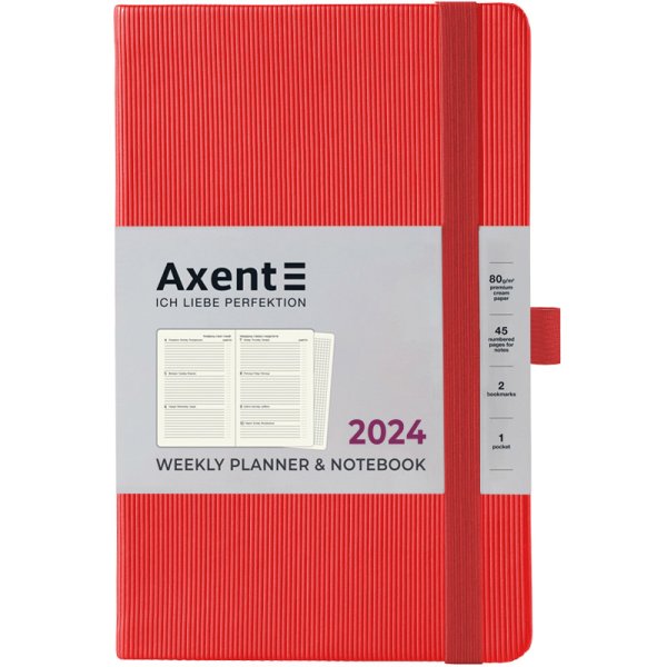 Щотижневик на 2024 рік Axent Partner Lines, 125х195мм, червоний 