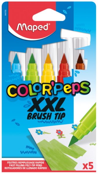 Фломастери брашеві COLOR PEPS XXL 5 кольорів 