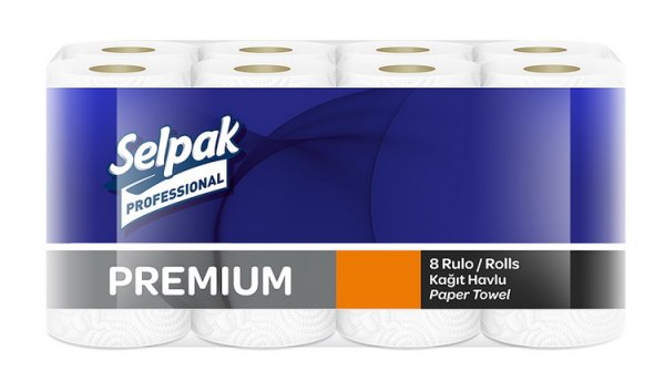 Рушники кухонні целюлозні SELPAK PRO Premium, білі, 8шт
