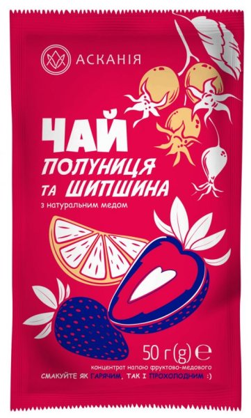 Чай фруктово-медовый Клубника и шиповник, 50г