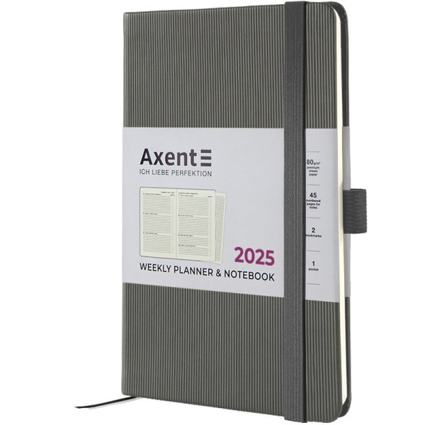 Щотижневик 2025 Axent Partner Lines 125x195мм, сірий
