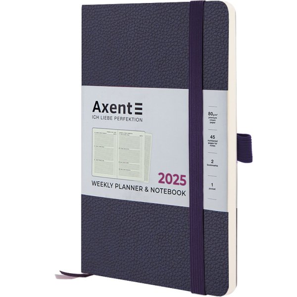 Щотижневик 2025 Axent Partner Soft Skin 125x195мм, синій