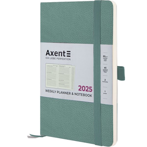 Щотижневик 2025 Axent Partner Soft Skin 125x195мм, сіро-лазурний