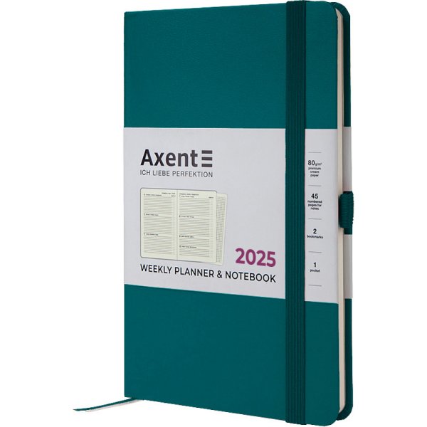 Щотижневик 2025 Axent Partner Strong 125x195мм, малахітовий