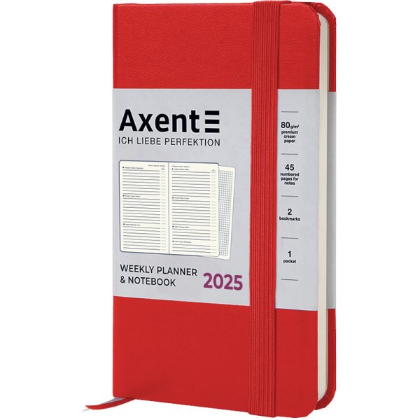 Щотижневик кишеньковий 2025 Axent Pocket Strong 90x150мм, червоний