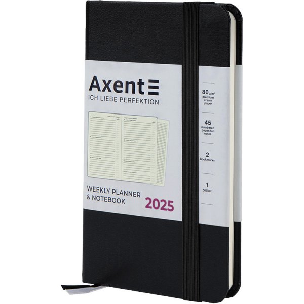 Щотижневик кишеньковий 2025 Axent Pocket Strong 90x150мм, чорний