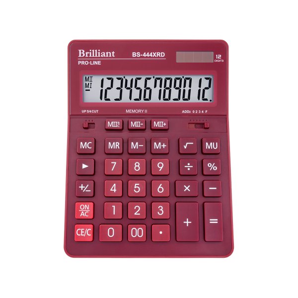 Калькулятор Brilliant BS-444XRD, 12 разрядов, красный