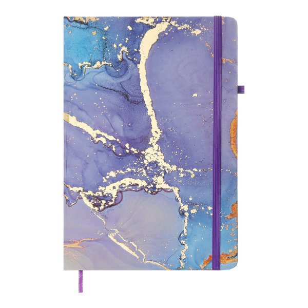Книга записна MARBLE А5, 80л, аркуші в клітинку, фіолетовий