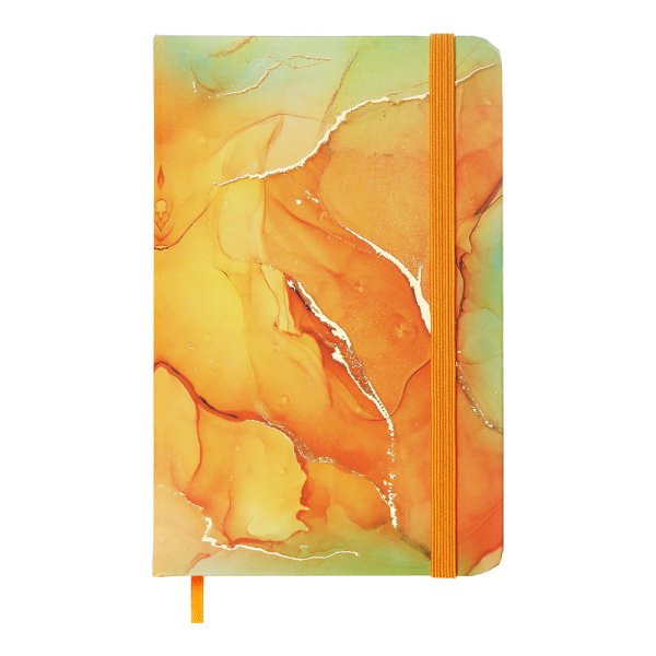 Книга записна MARBLE А6, 80л, аркуші в клітинку, помаранчевий