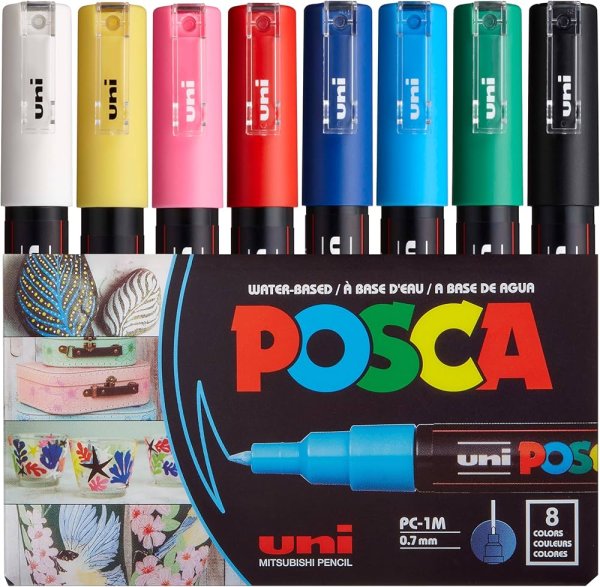 Набор маркеров uni POSCA, 0,7-1мм, 8шт
