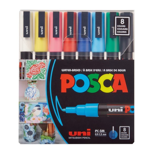 Набор маркеров uni POSCA, 0,9-1,3мм 8шт
