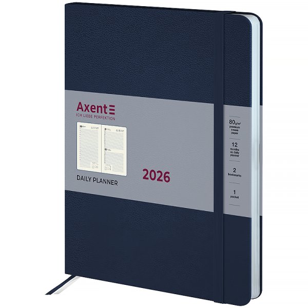 Щоденник 2026 Axent Grand Strong 195x255мм, синій