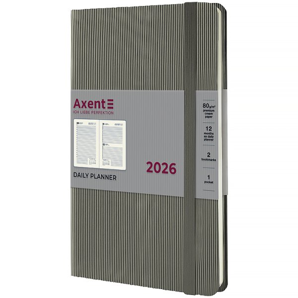 Щоденник 2026 Axent Partner Lines 145x210мм, сірий
