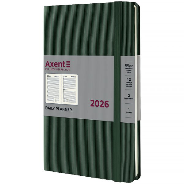Щоденник 2026 Axent Partner Lines 145x210мм, темно-зелений