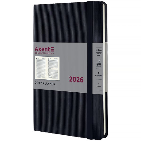 Щоденник 2026 Axent Partner Lines 145x210мм, чорний