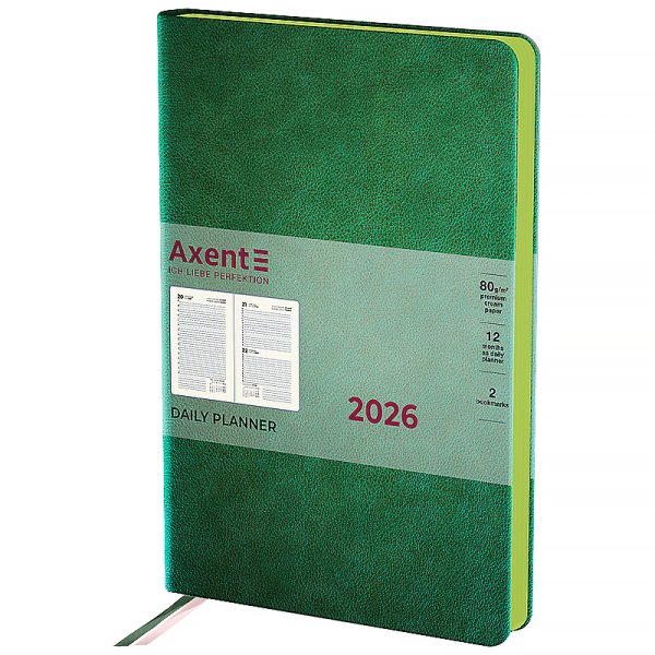 Щоденник 2026 Axent Partner Soft Muse 145x210мм, зелений