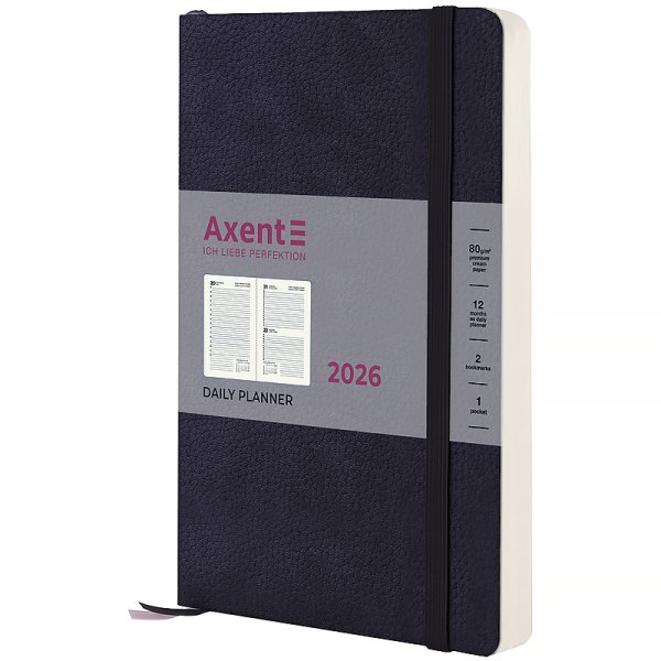 Щоденник 2026 Axent Partner Soft Skin 145x210мм, синій