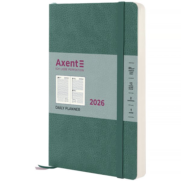 Щоденник 2026 Axent Partner Soft Skin 145x210мм, сіро-лазурний