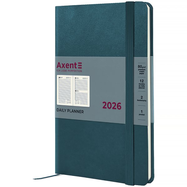 Щоденник 2026 Axent Partner Strong 145x210мм, малахітовий