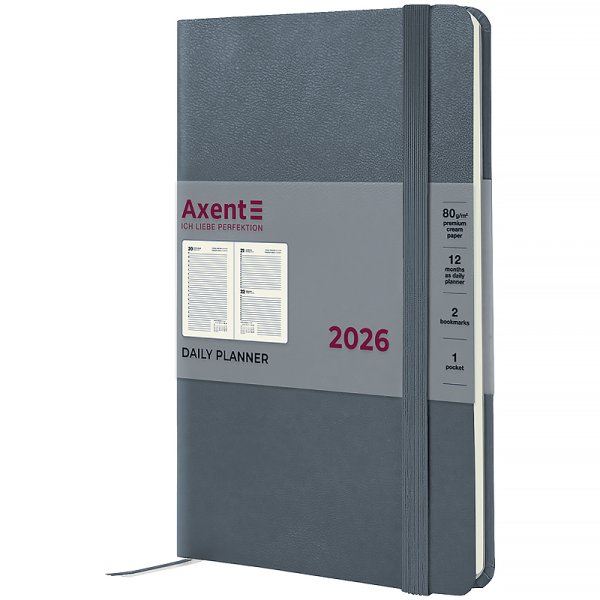 Щоденник 2026 Axent Partner Strong 145x210мм, сірий