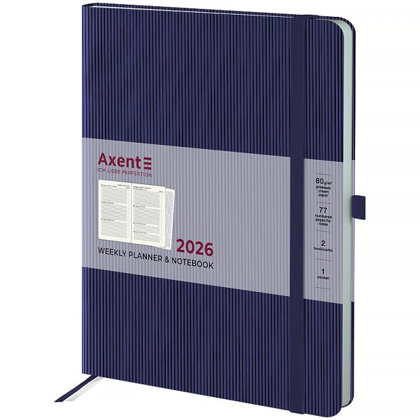 Щотижневик 2026 Axent Grand Lines 195x255мм, синій
