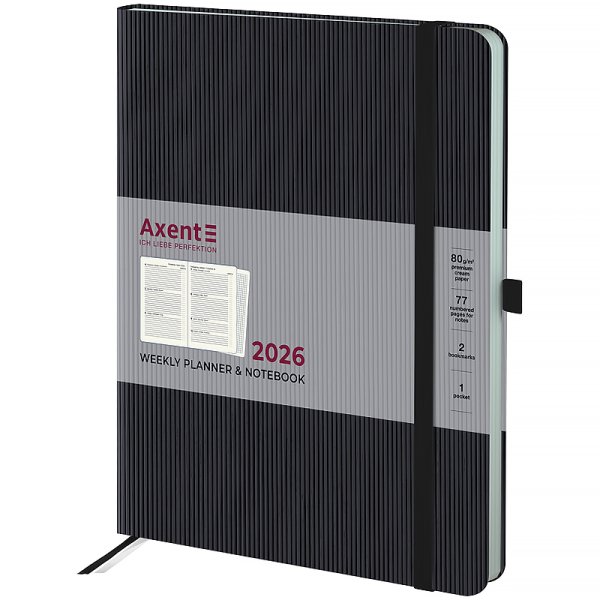 Щотижневик 2026 Axent Grand Lines 195x255мм, чорний