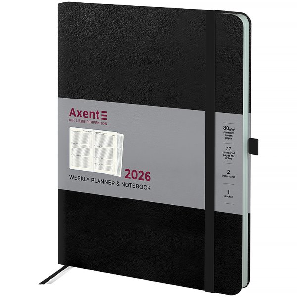 Щотижневик 2026 Axent Grand Strong 195x255мм, чорний
