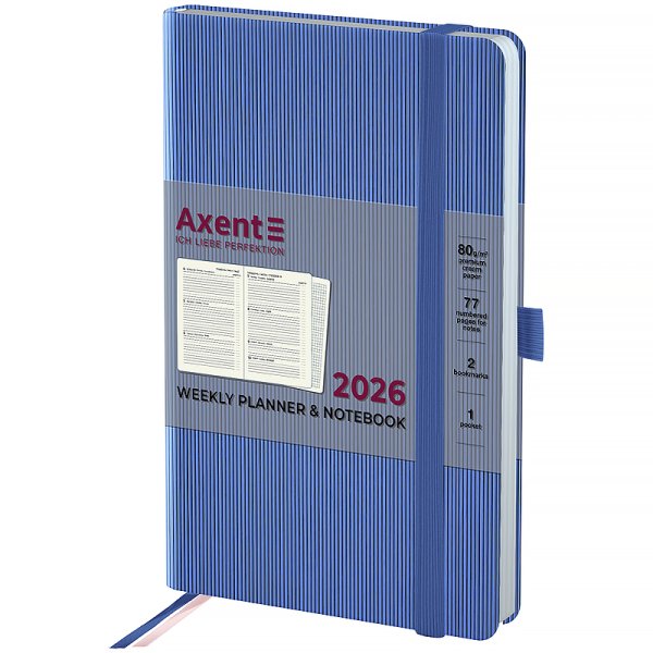 Щотижневик 2026 Axent Partner Lines 125х195мм, блакитний