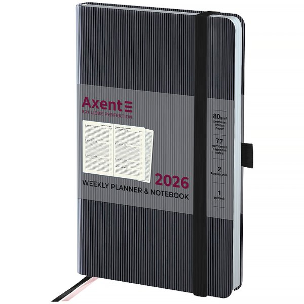 Щотижневик 2026 Axent Partner Lines 125х195мм, чорний