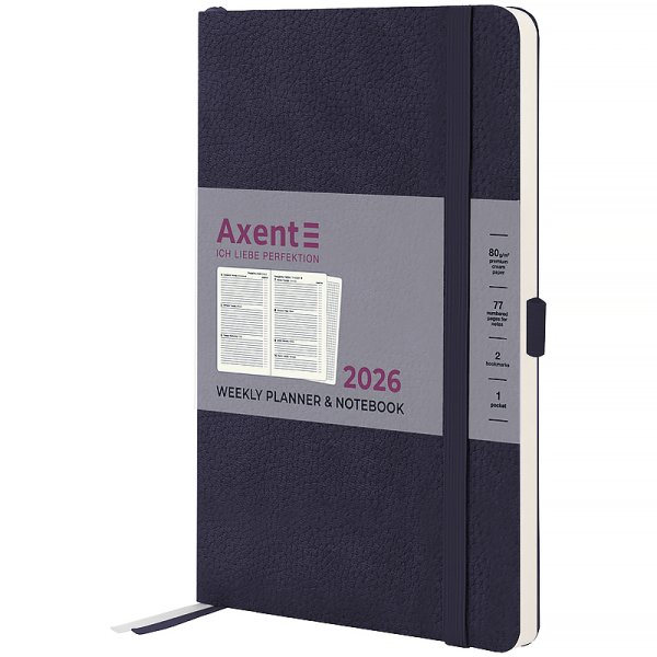 Щотижневик 2026 Axent Partner Soft Skin 125x195мм, синій